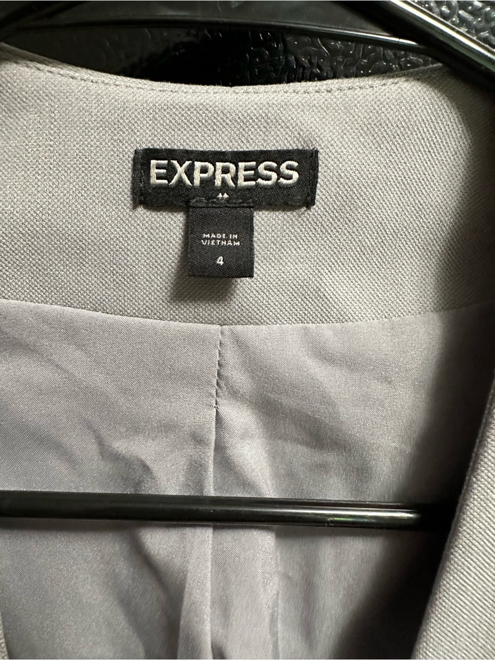 Express Light Gray Women's Tailored Zip-Pocket Blazer - Picture 4 of 6